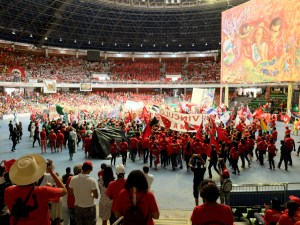 A cultural performance inside the stadium.