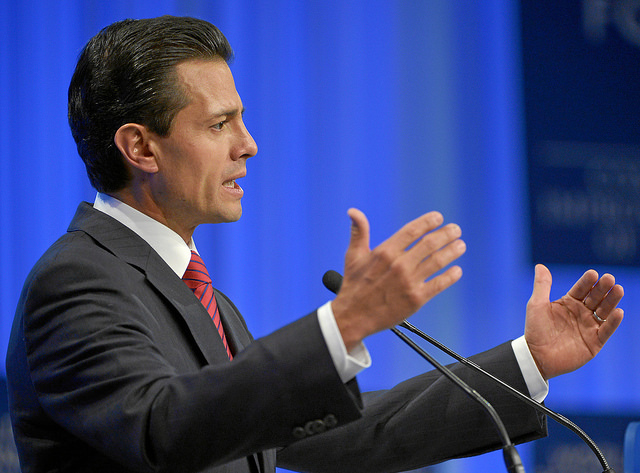 President Enrique Peña Nieto speaks at the World Economic Forum in Davos. (Photo courtesy of the World Economic Forum.)