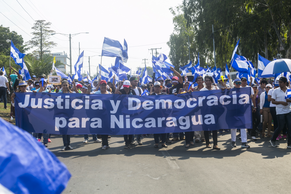 A demonstration of citizens' in favor of national dialogue in Nicaragua, May 2018