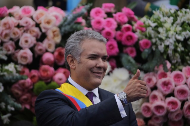 La inauguración del President Iván Duque en Colombia.