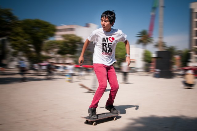 A young pro MORENA skater in Mexico City. 