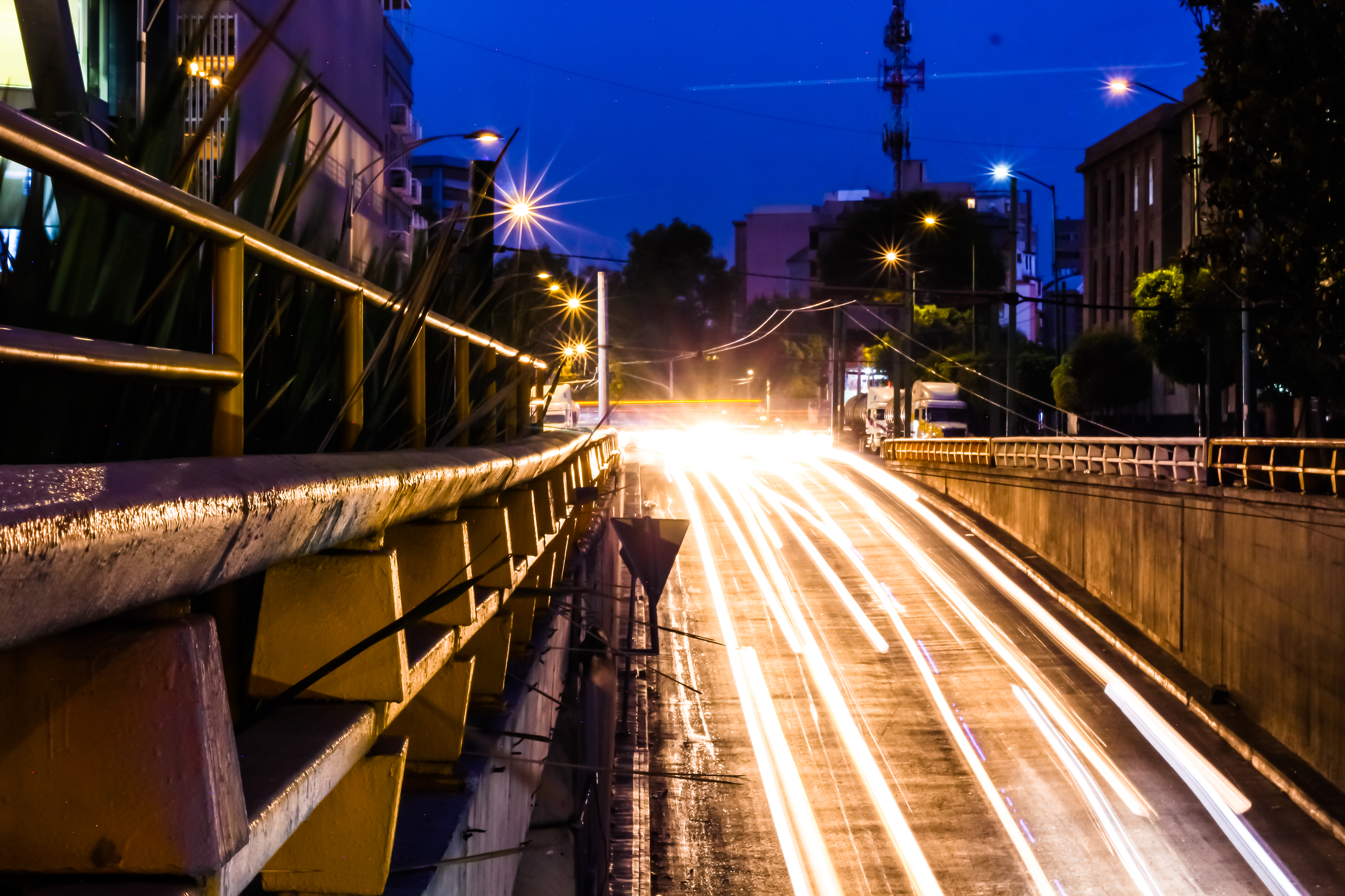 Mexico City traffic by night.
