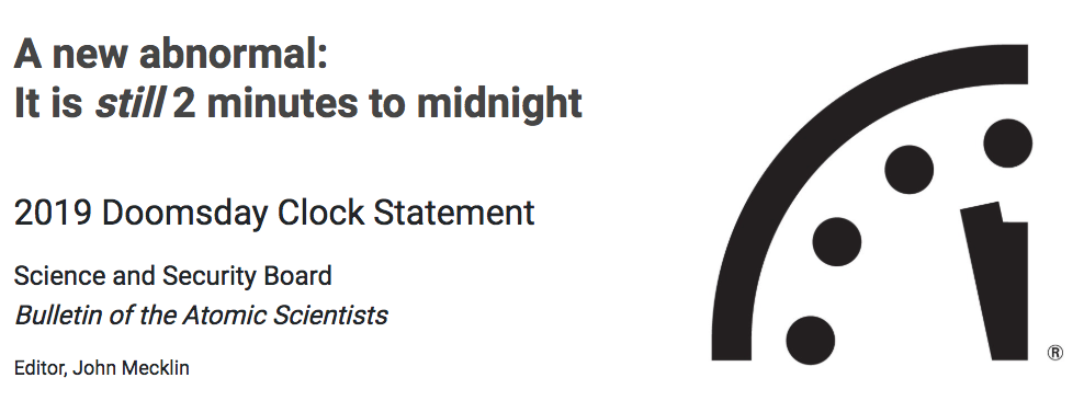 2019 DoomsDay Clock Photo