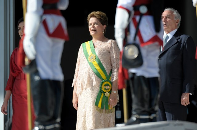Presidentes Dilma Rousseff e Michel Temer durante a posse de Dilma Rousseff.