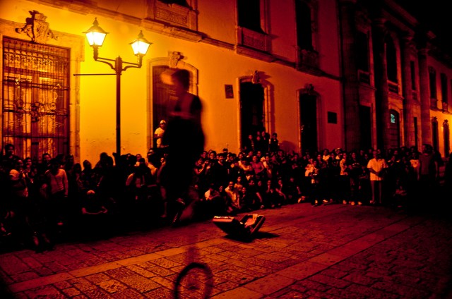 Downtown Oaxaca, Mexico by night.
