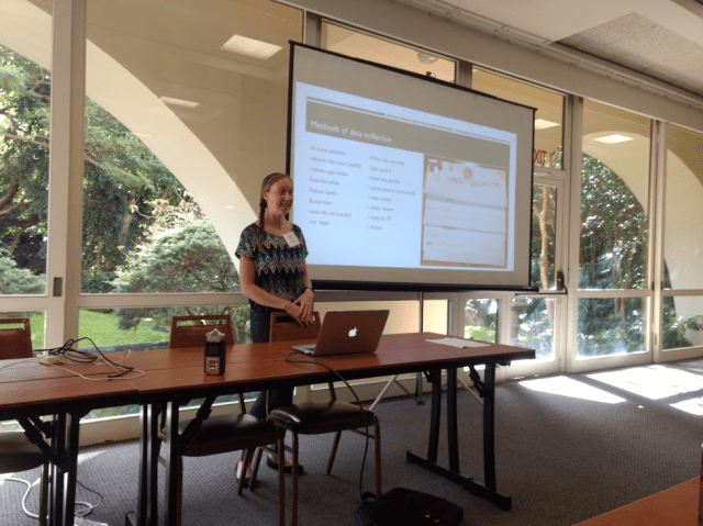 The author presenting the Zapotec language camp at ICLDC 6.