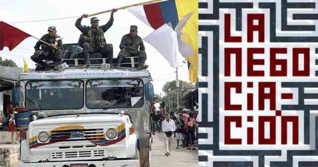 From Documentary film La Negociación, depicting the Colombian  militia with flags. 