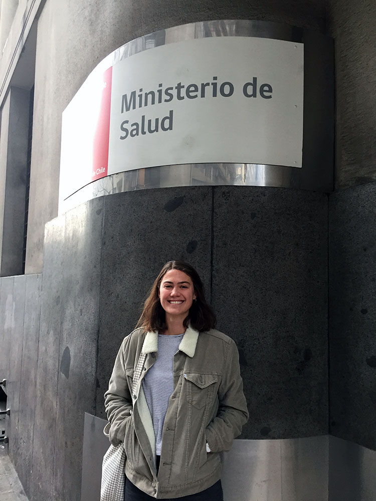 Author in front of Ministry of Health Sign