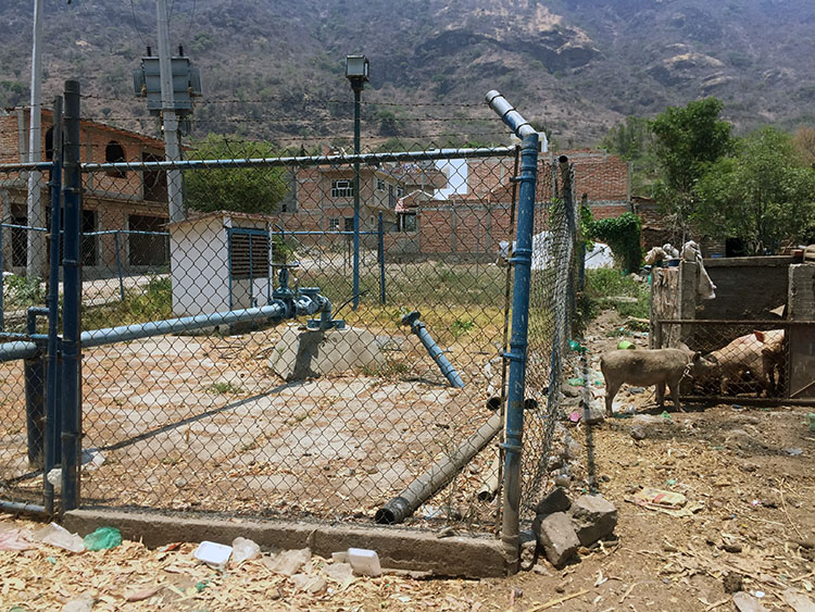 Drinking water well pump in San Pedro Itzican. This pump pulls water from a thermal underground water source.