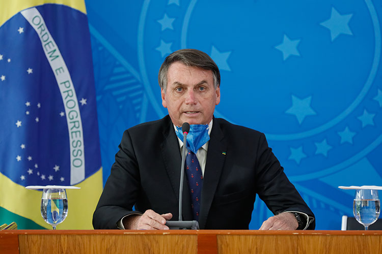 Brazil President Jair Bolsonaro at a March 2020 press conference.