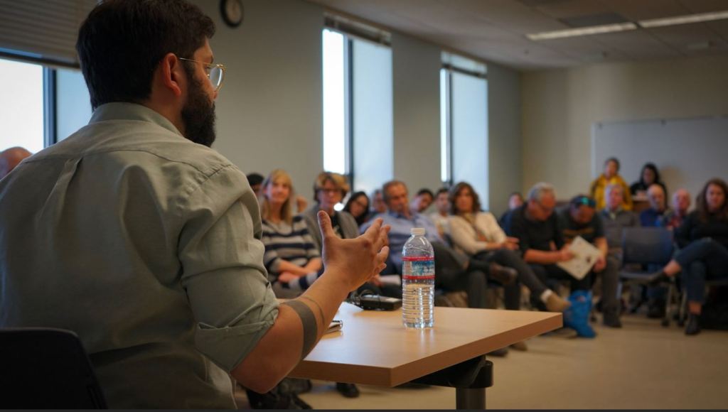 Boric speaks at UC Berkeley in February 2020. 