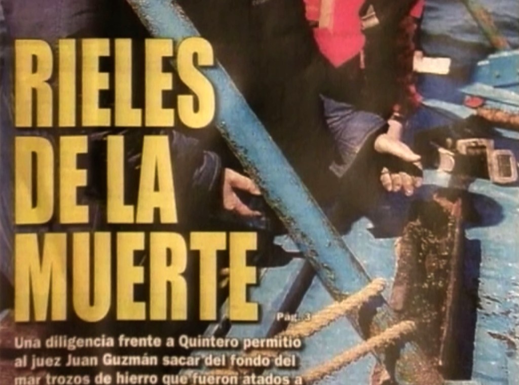 "Rails of Death", La Nacion newspaper headline as divers pull rails from the water, September 23, 2004.