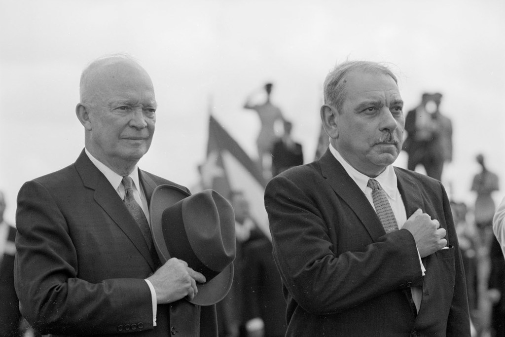 U.S. President Dwight Eisenhower and Luis Muñoz Marin in San Juan, Puerto Rico, February 1960.
